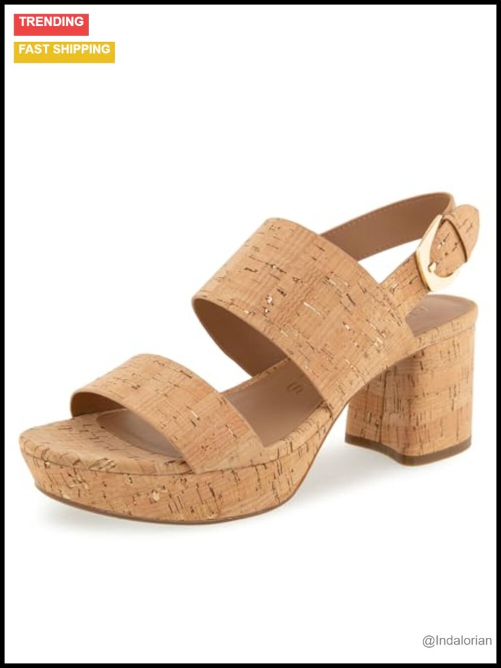 Cork Platform Heeled Sandal Comfort Slingback Adjustable Buckle